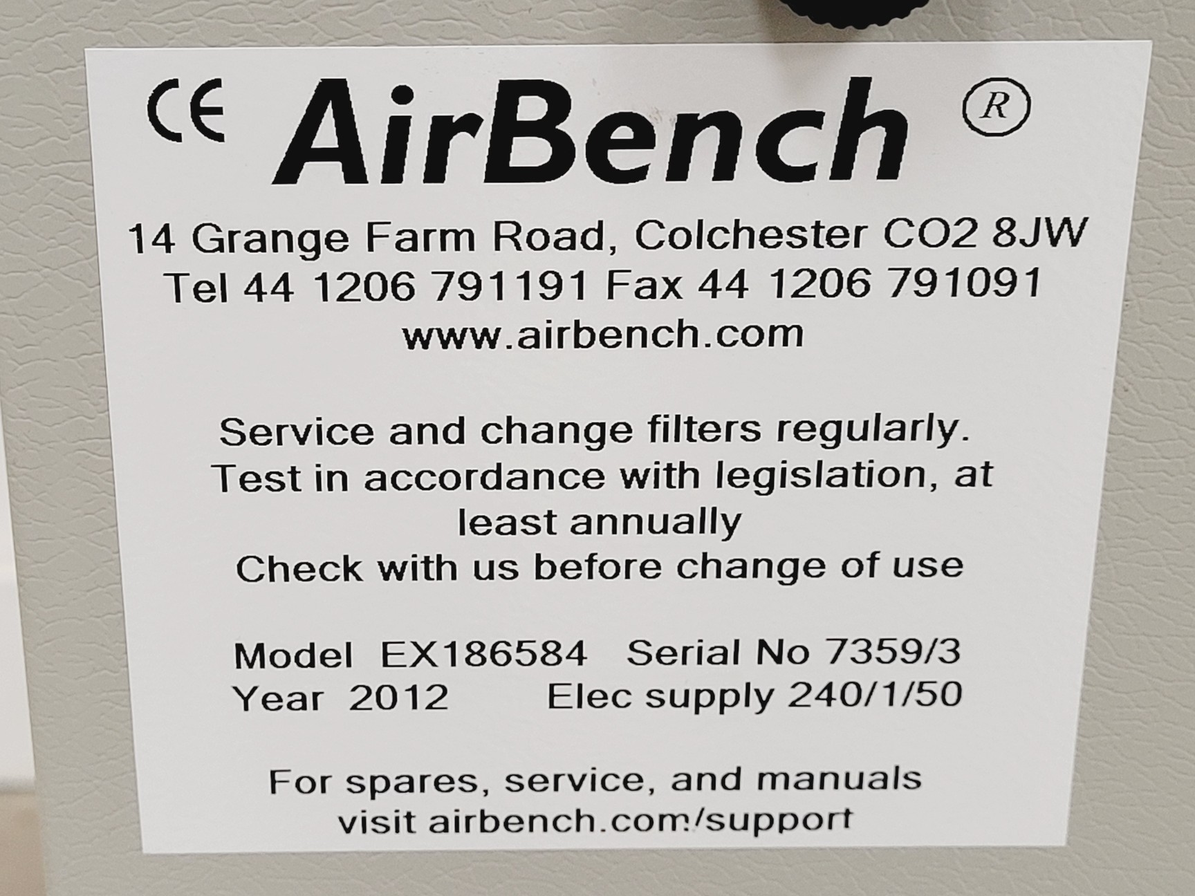 Image of AirBench Model EX186584 Downdraught Extractor Bench laB