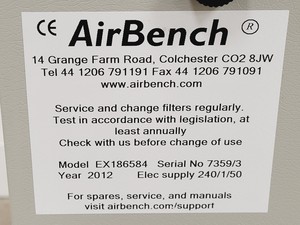 Thumbnail image of AirBench Model EX186584 Downdraught Extractor Bench laB