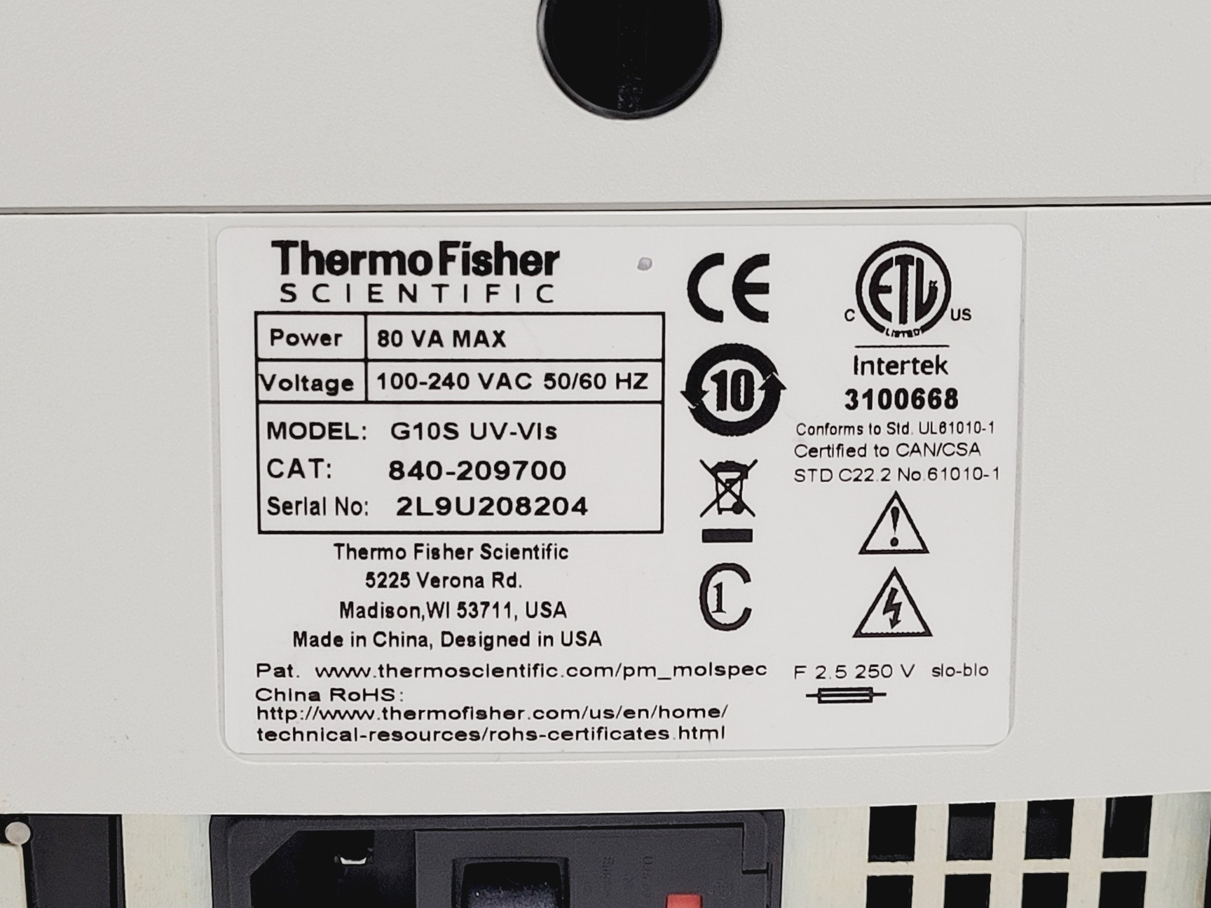 Image of Thermo Scientific GeneSys G10S UV-VIS Spectrophotometer Lab