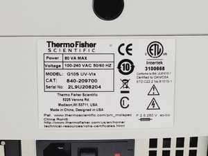 Thumbnail image of Thermo Scientific GeneSys G10S UV-VIS Spectrophotometer Lab