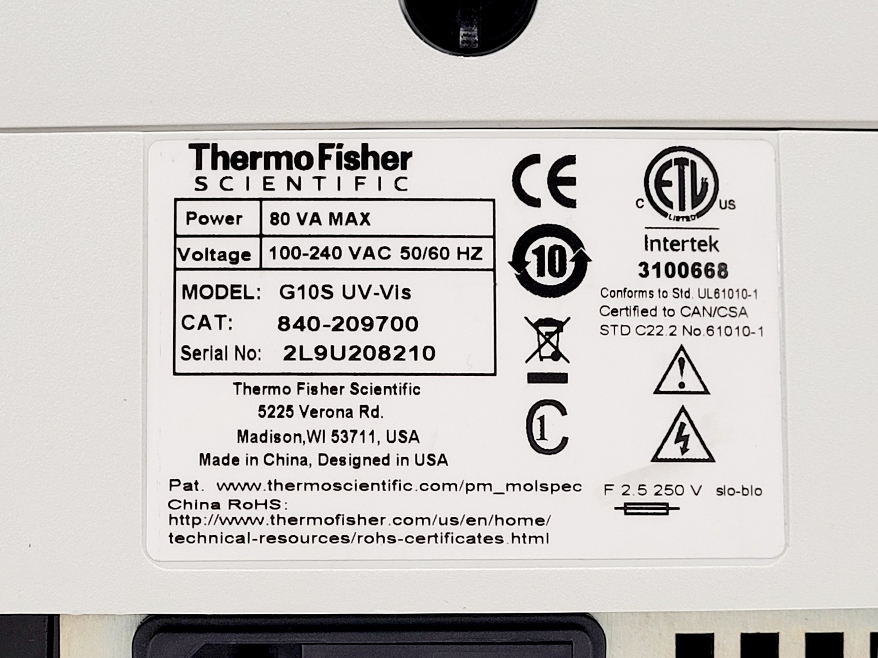 Image of Thermo Scientific GeneSys G10S UV-VIS Spectrophotometer Lab