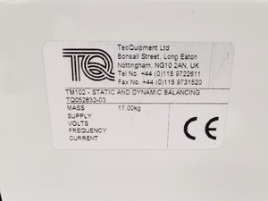 Thumbnail image of TecQuipment TM102 Static and Dynamic Balancing Apparatus Lab