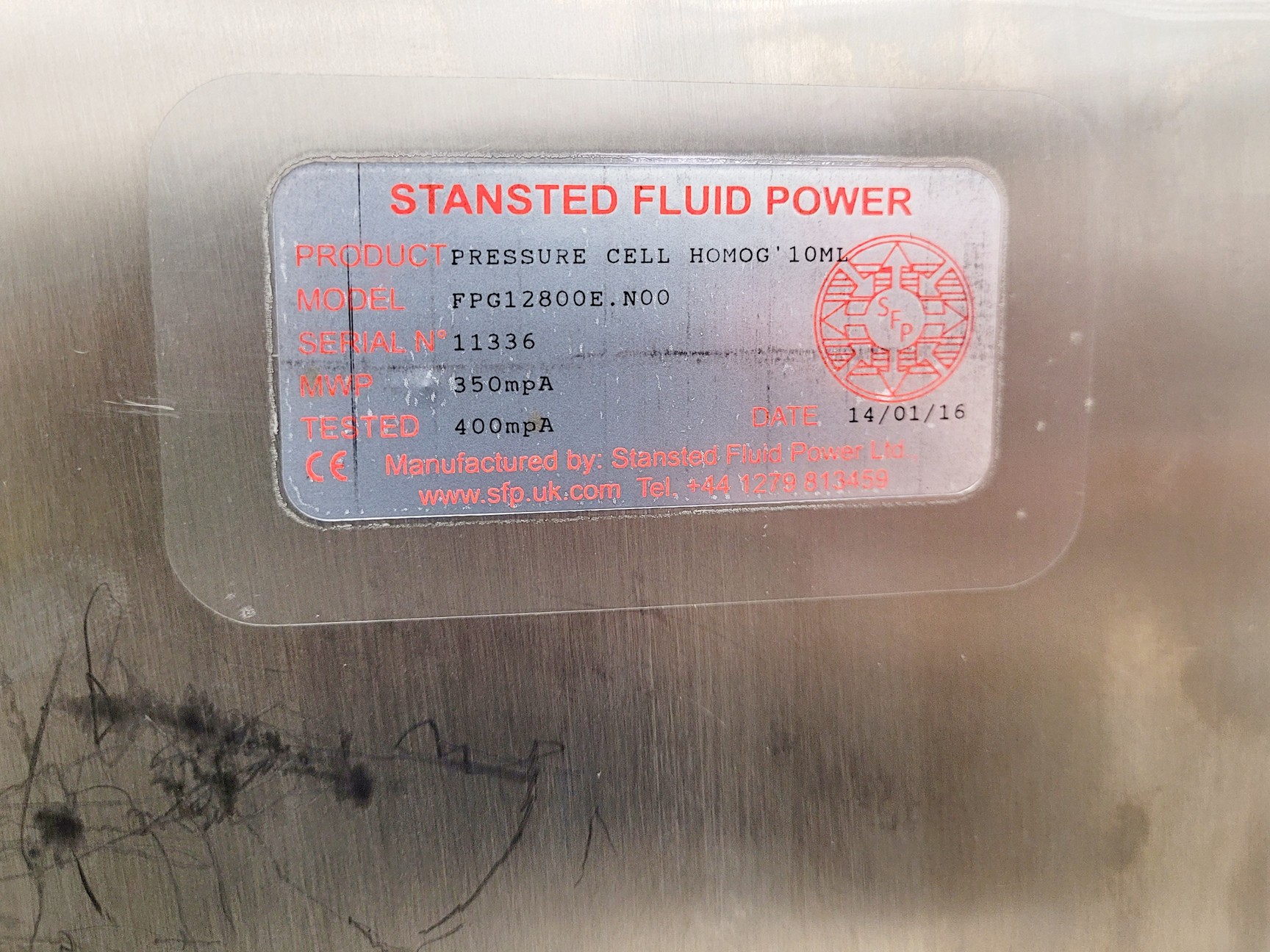 Image of Stansted Fluid Power FPG12800 Pressure Cell Homogeniser 10ml Lab