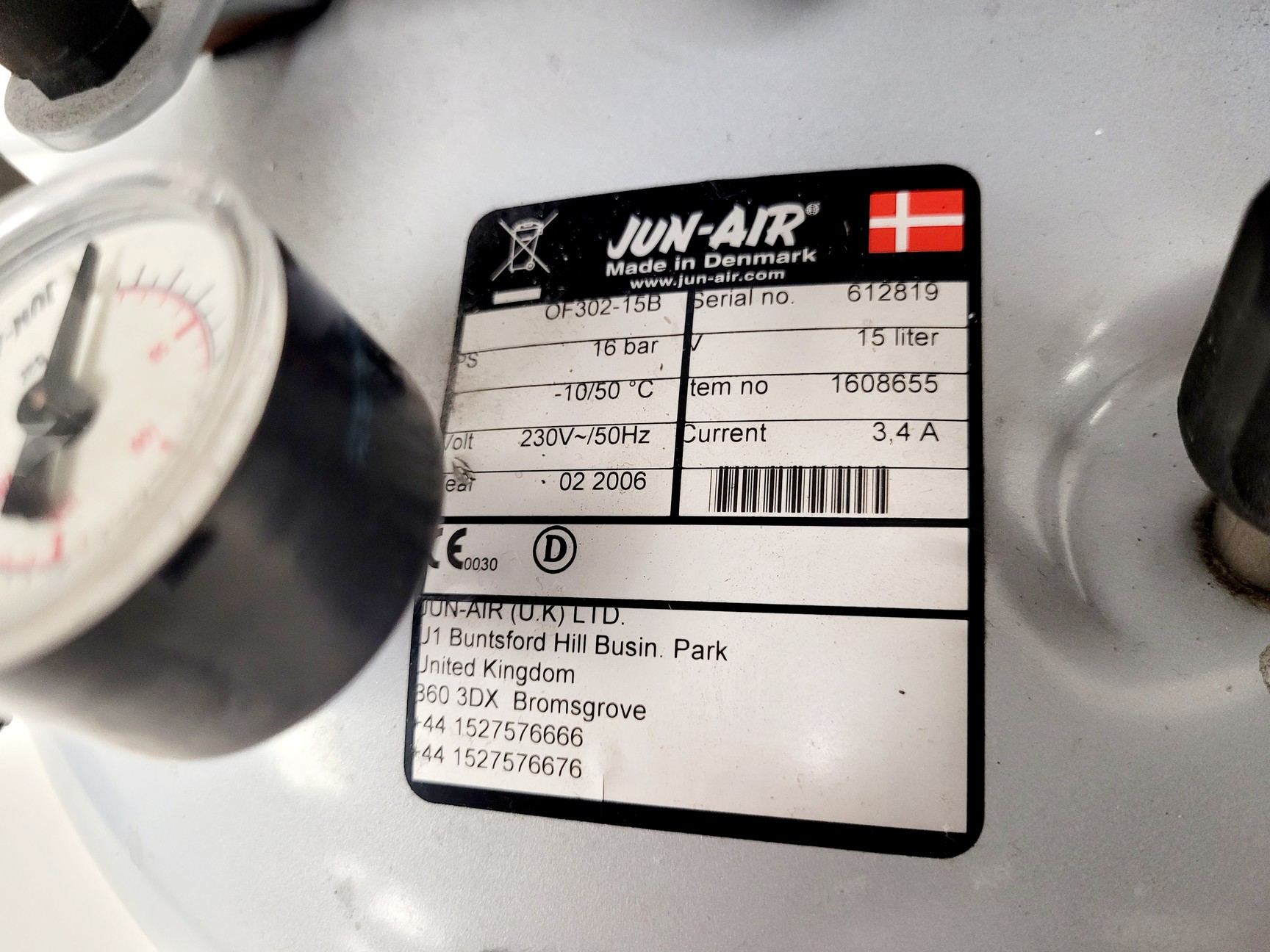Image of Jun Air OF302-15B Air Compressor 15L