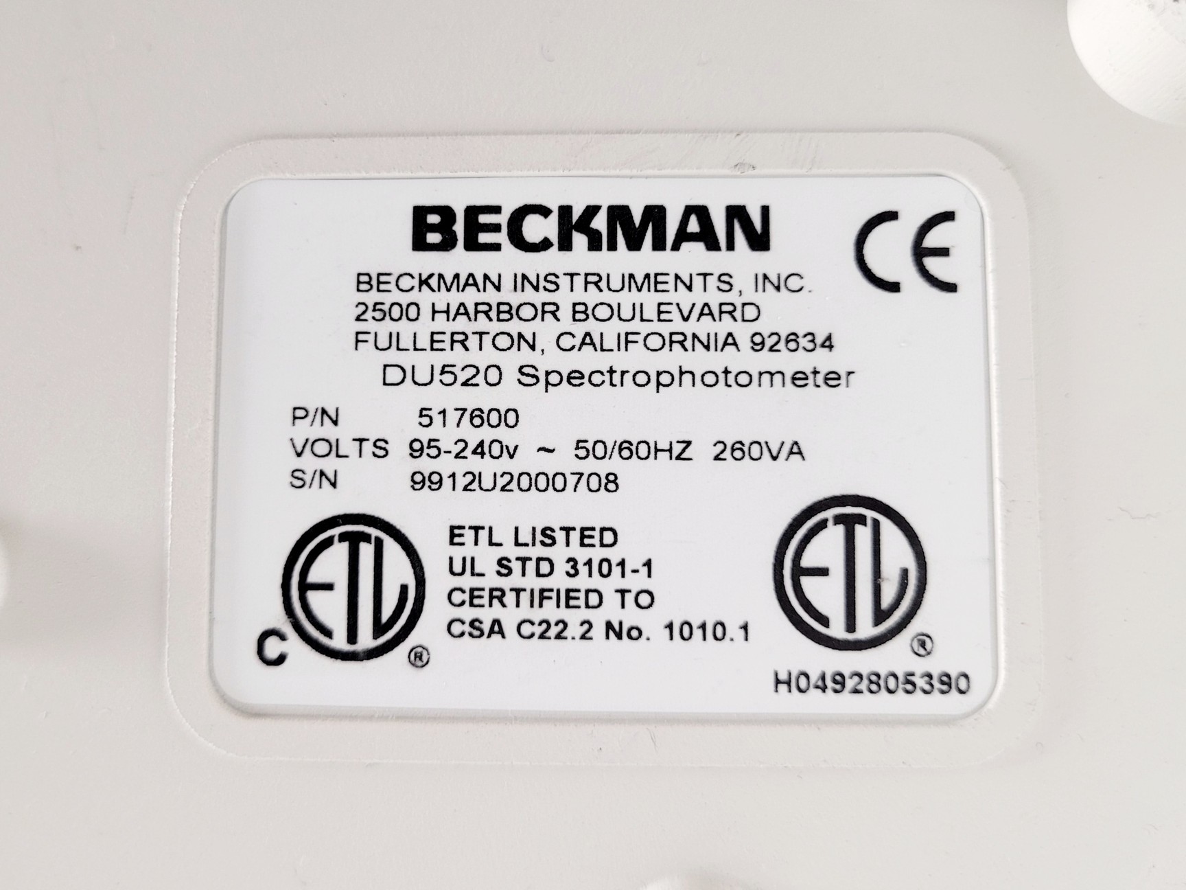 Image of Beckman DU 520 Central Purpose UV/Vis Spectrophotometer Lab