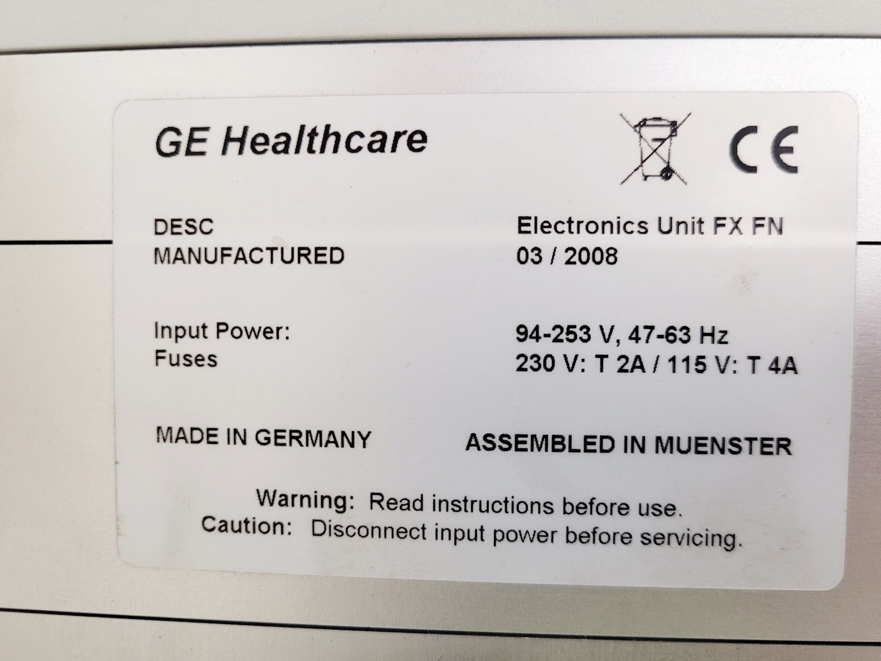 Image of GE Healthcare Electrontics Unit FX FN Lab