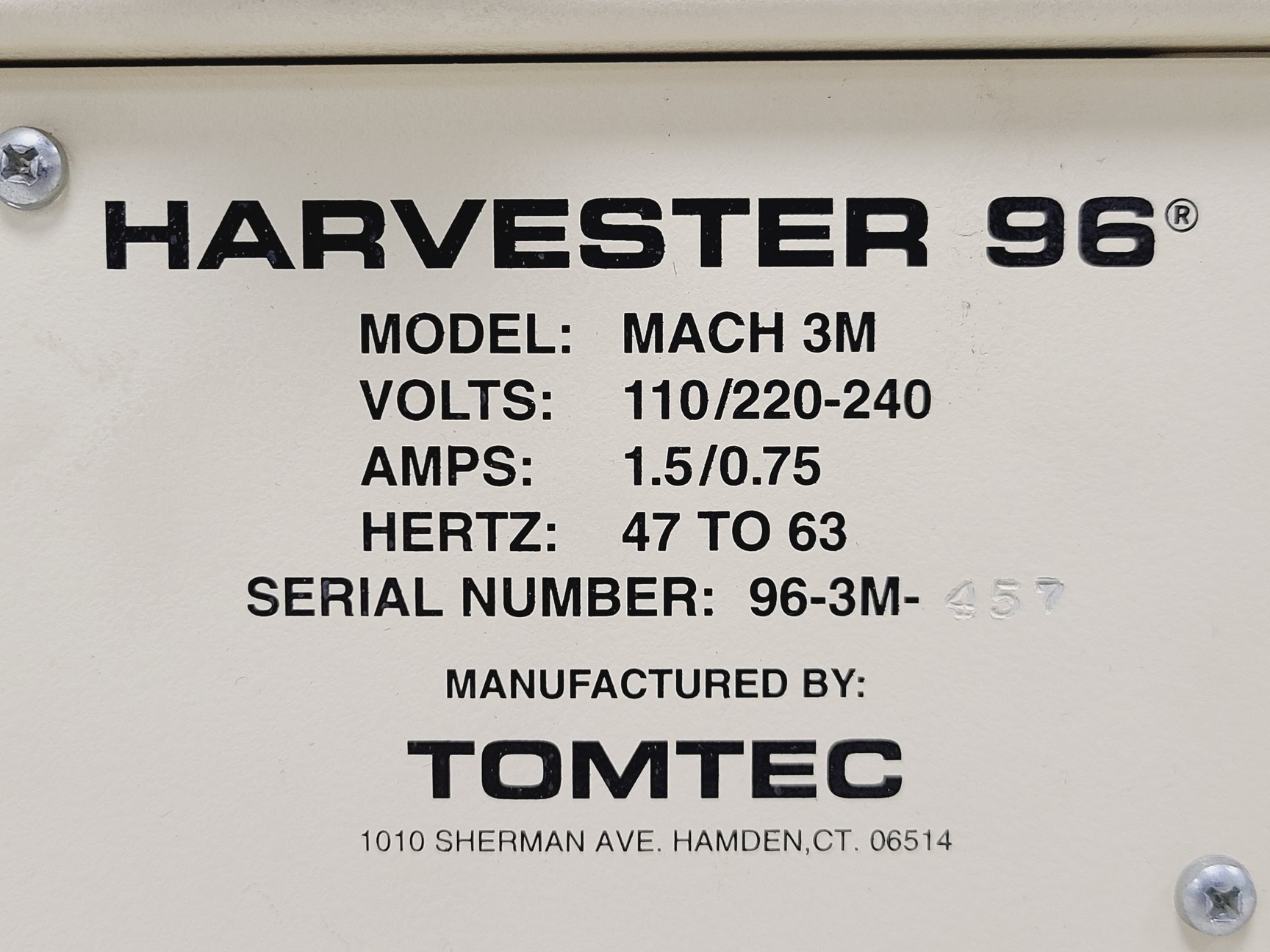 Image of Perkin Elmer Tomtec Harvester 96 Model Mach 3M w/ Accessories Lab