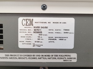 Thumbnail image of CEM MARS 240/50 Microwave Synthesizer Lab