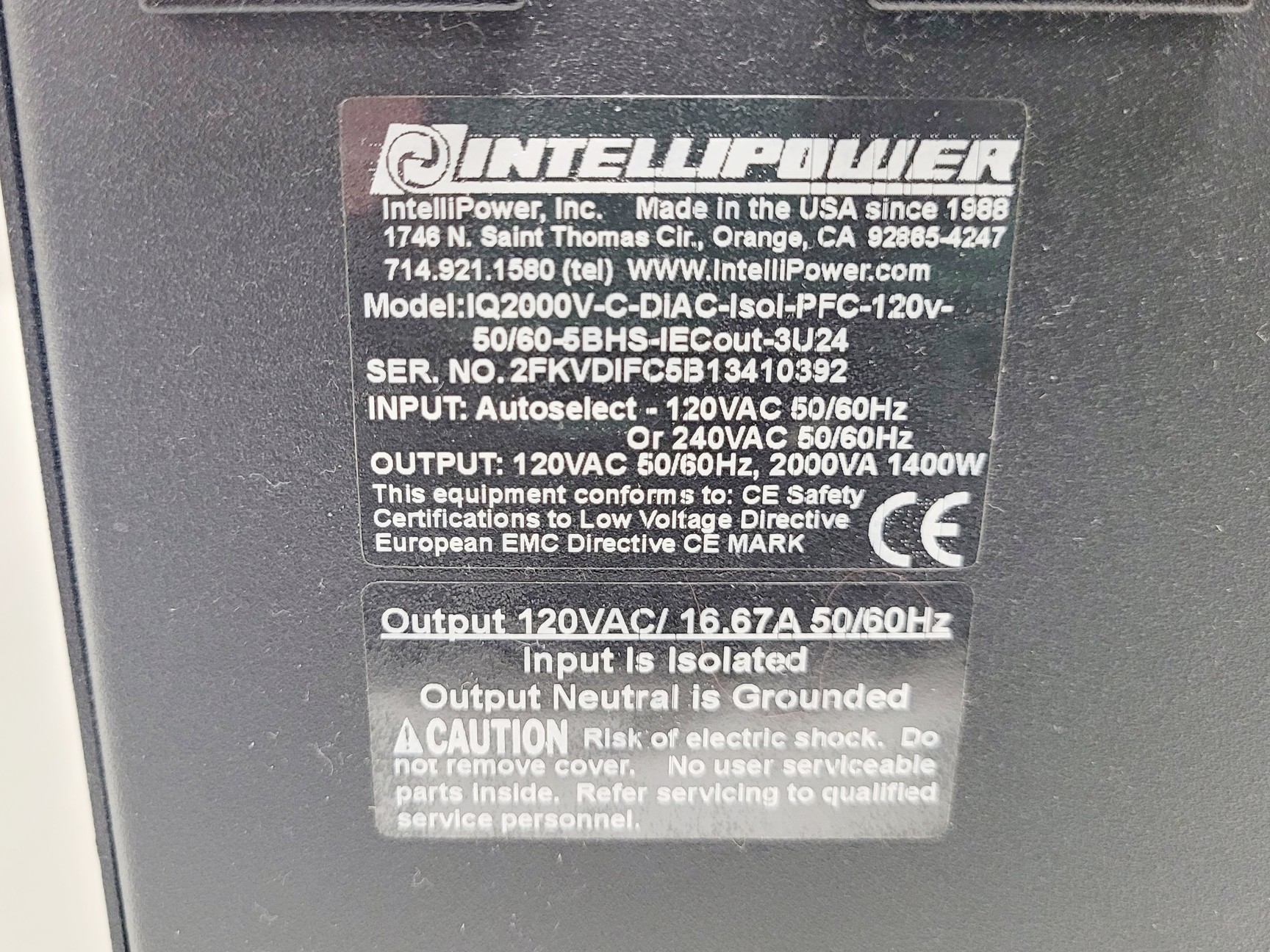 Image of Intellipower IQ2000V-C-DIAC-Isol-PFC UPS Power Supply