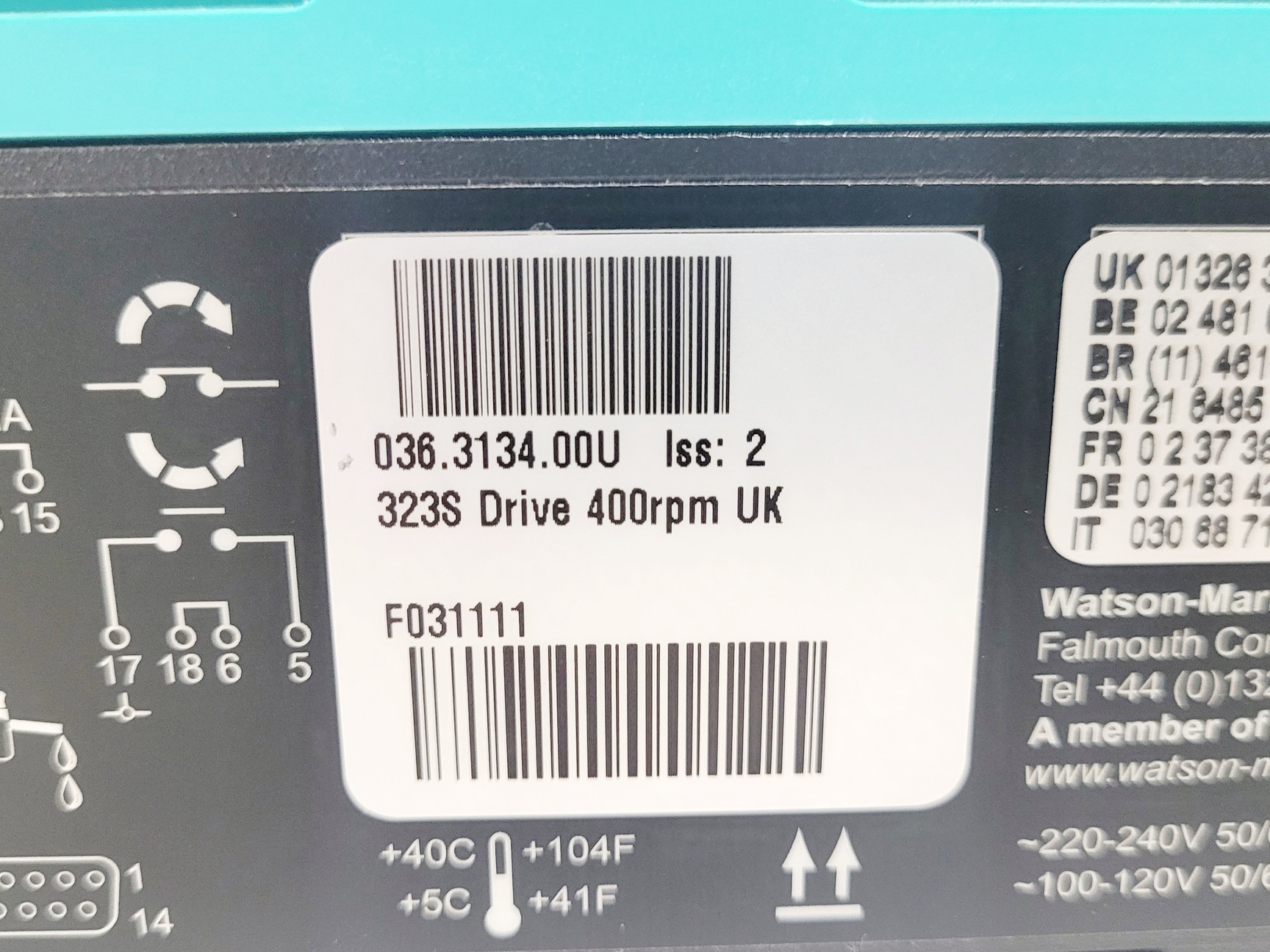 Image of Watson Marlow 323S Peristaltic Pump w/ Pump Head Assembly Lab