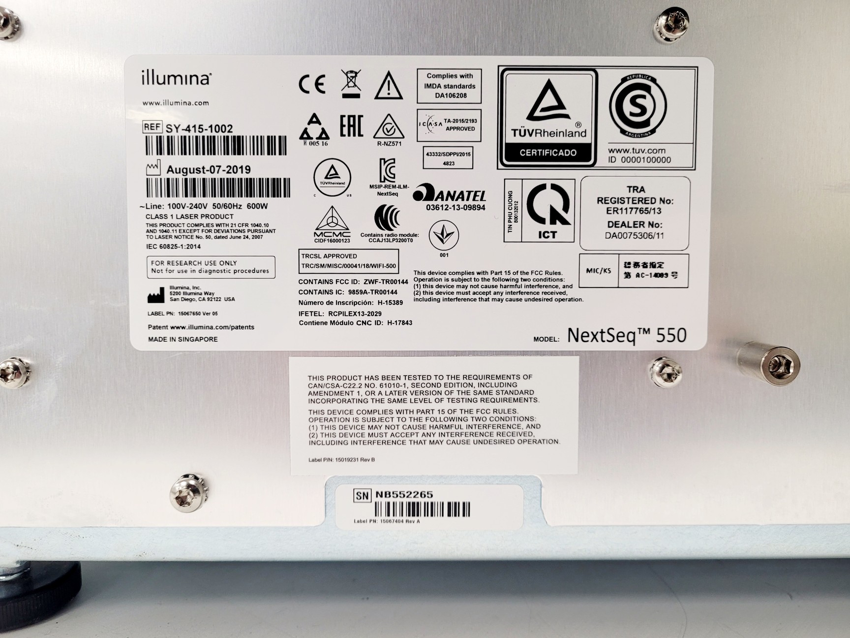 Image of Illumina NextSeq 550 DNA Sequencer Lab