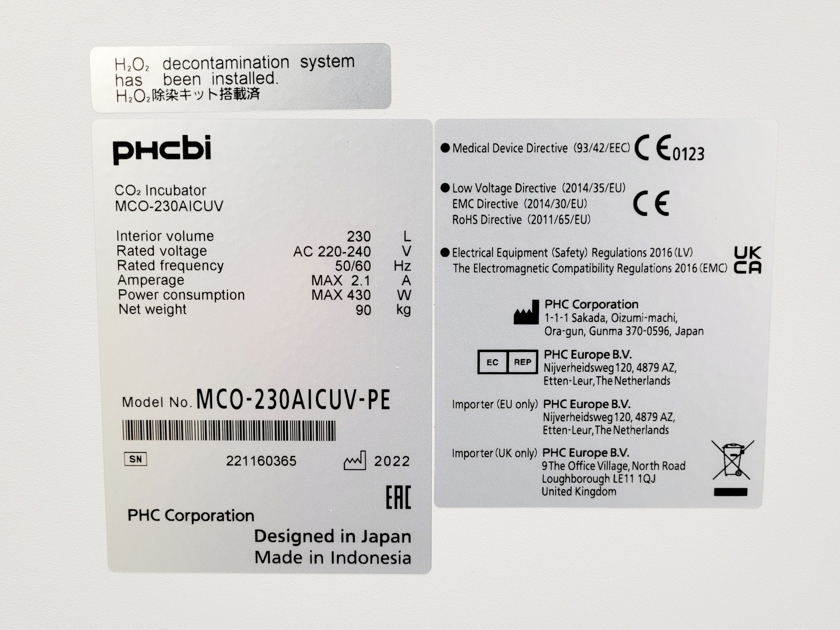 Image of PCHBI MCO-230AICUV-PE CO2 Incubator Lab