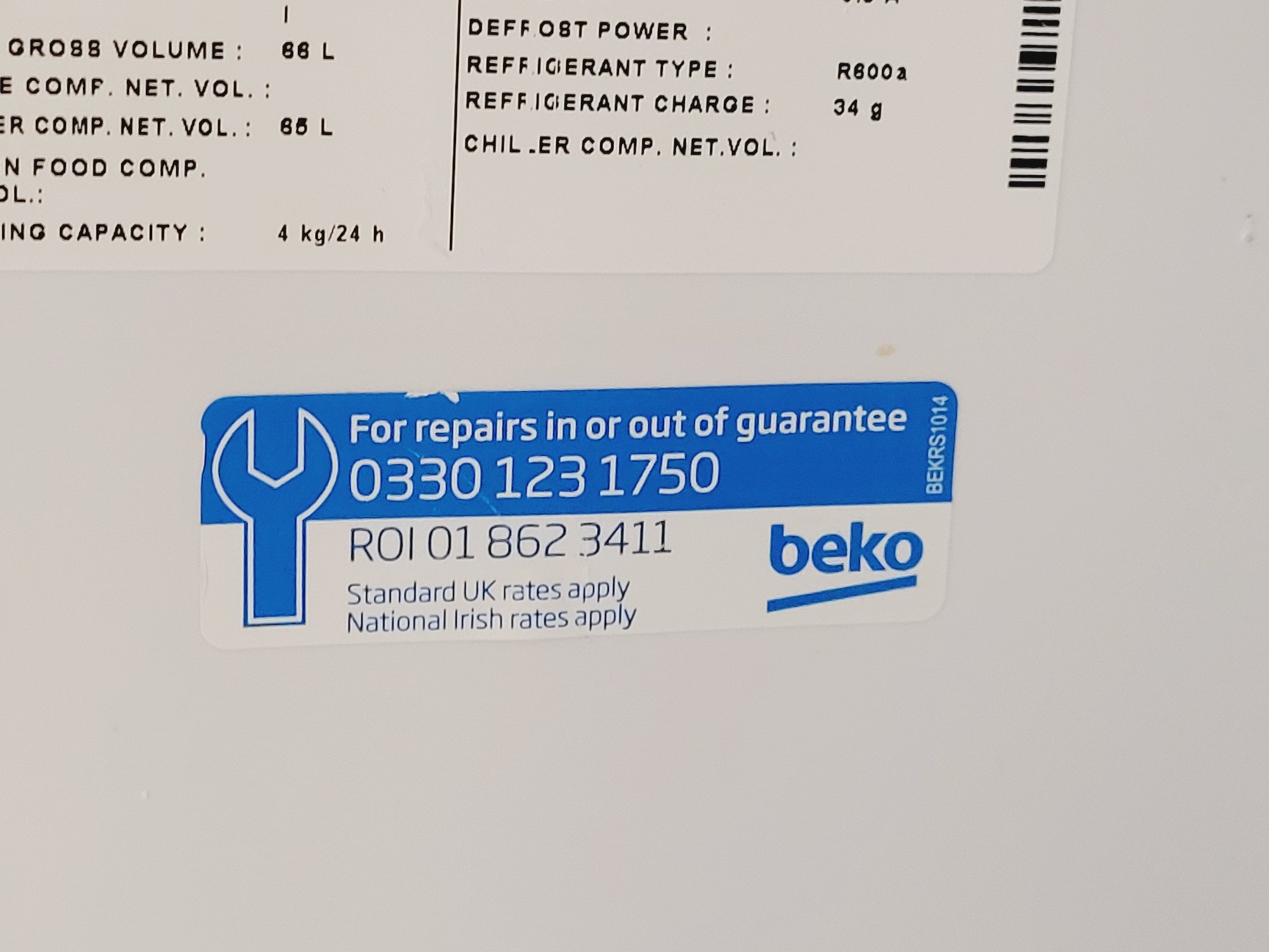 Image of Beko FS4823W Freezer