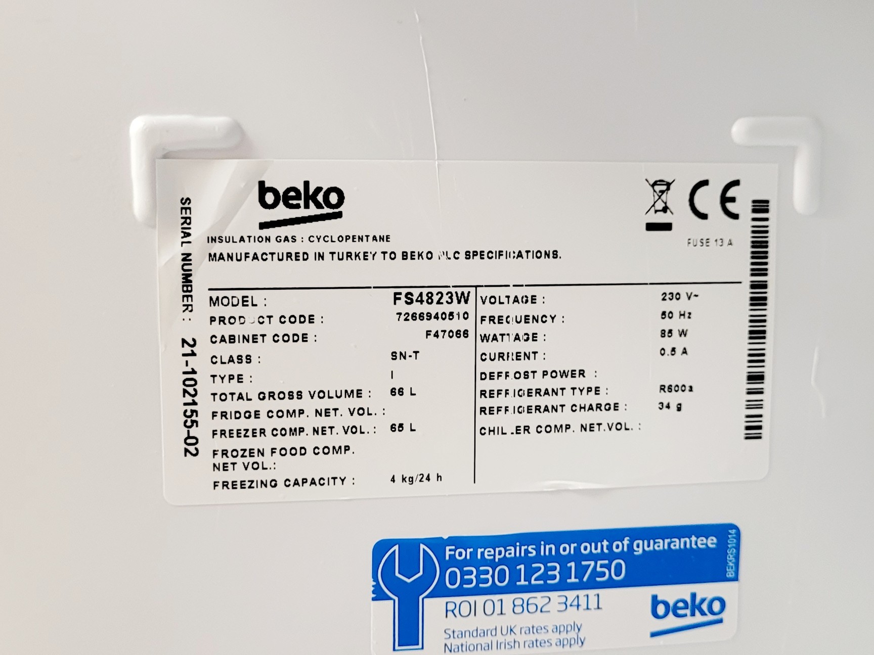 Image of Beko FS4823W Freezer