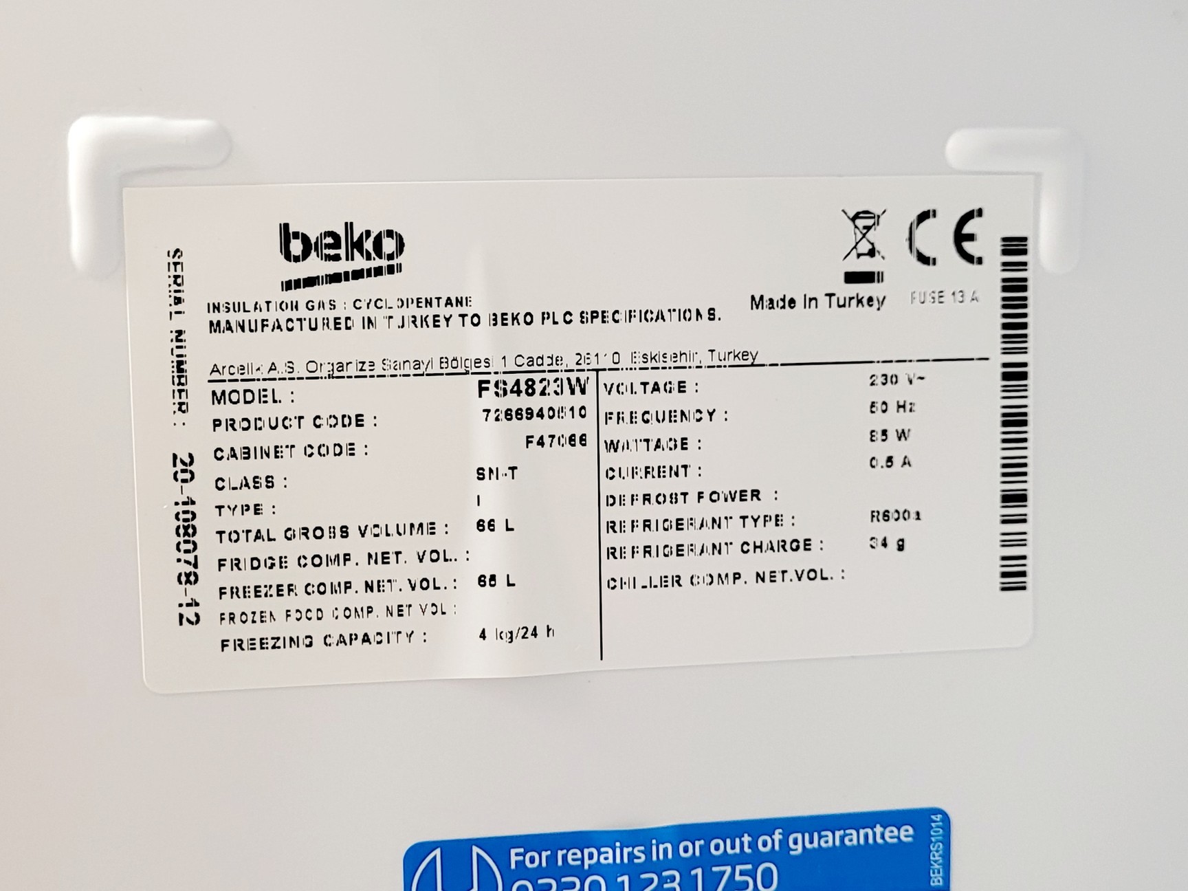 Image of Beko FS4823W Freezer