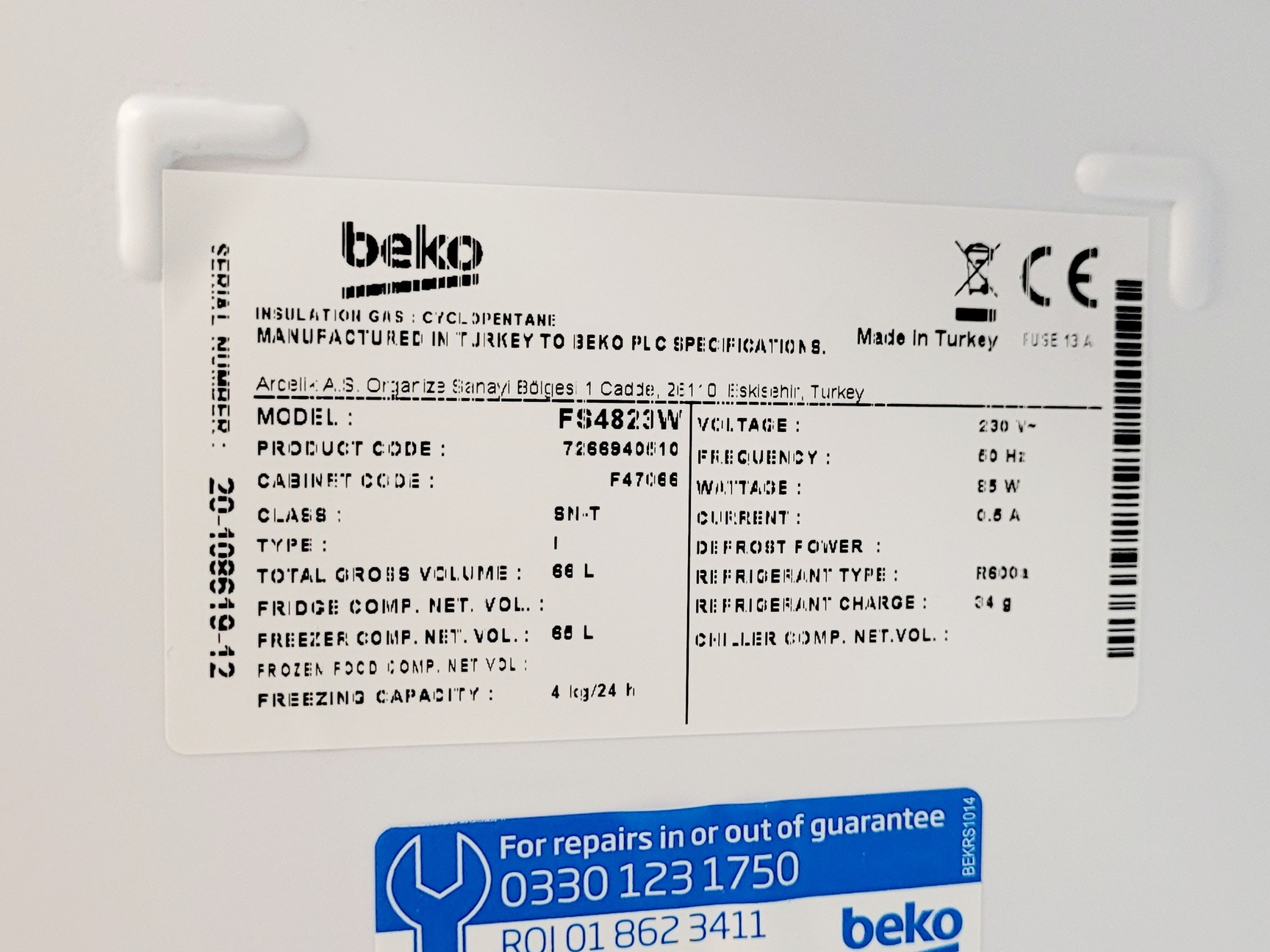 Image of Beko FS4823W Freezer Lab