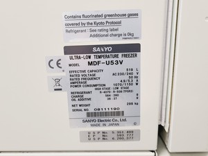 Thumbnail image of Sanyo MDF-U53V Ultra Low Temperature Freezer