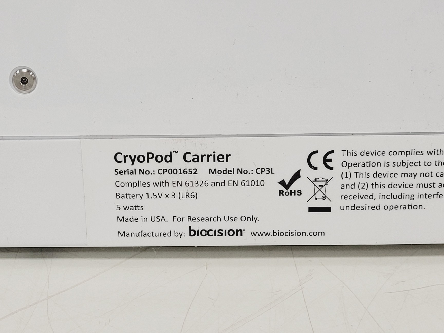 Image of Biocision CP3L CryoPod Carrier Lab