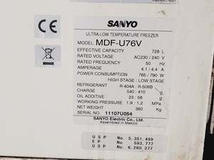 Thumbnail image of Sanyo MDF-U76V Ultra Low Temp Freezer