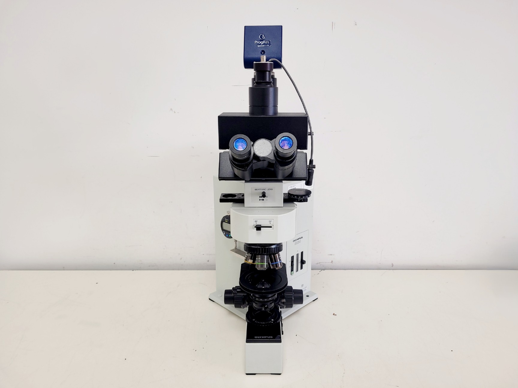 Image of Olympus BX60F5 Microscope w/ 4 x Objectives 5/10/20/50x LMPlanFl UMPlanFl Lab