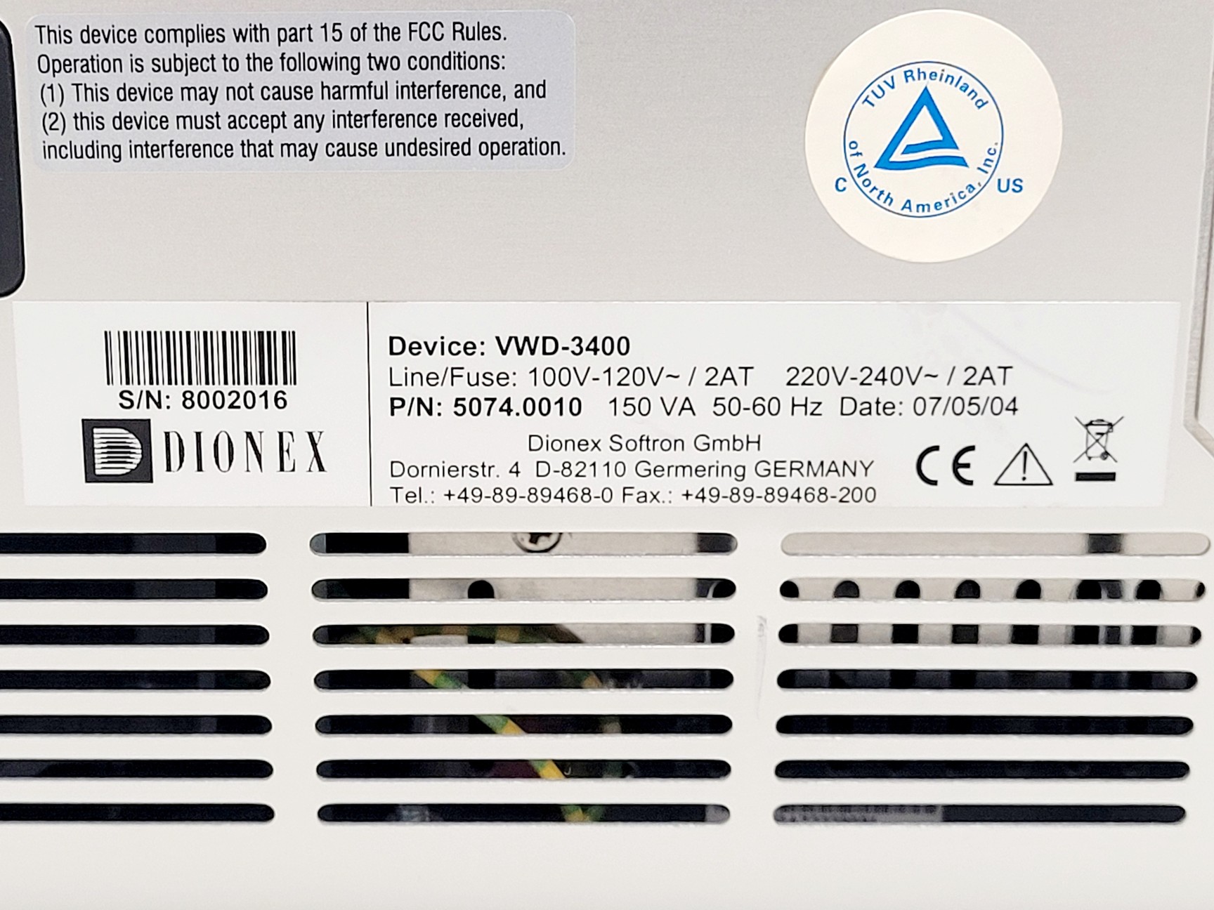 Image of Dionex UlitMate 3000 Variable Wavelength Detector Lab