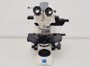 Thumbnail image of Carl Zeiss Axioplan Compound Microscope w/ 3 x Objectives 4x/10x/100x