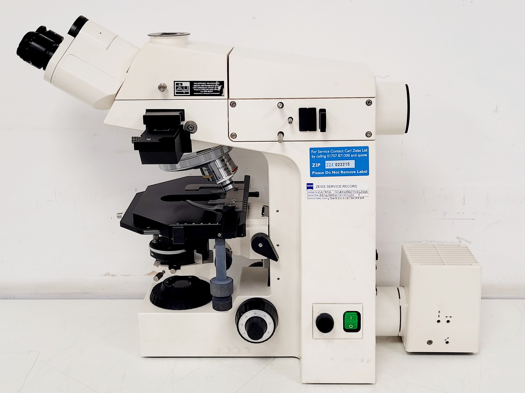 Image of Carl Zeiss Axioplan Compound Microscope w/ 3 x Objectives 4x/10x/100x