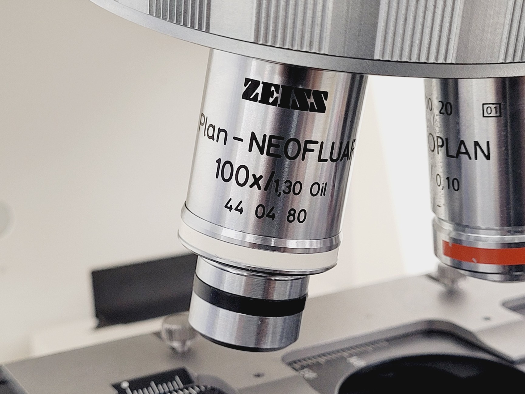 Image of Carl Zeiss Axioplan Compound Microscope w/ 3 x Objectives 4x/10x/100x