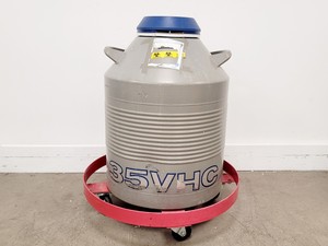 Thumbnail image of Taylor-Wharton 35 VHC Liquid Nitrogen Dewar w/ Wheeled Base 