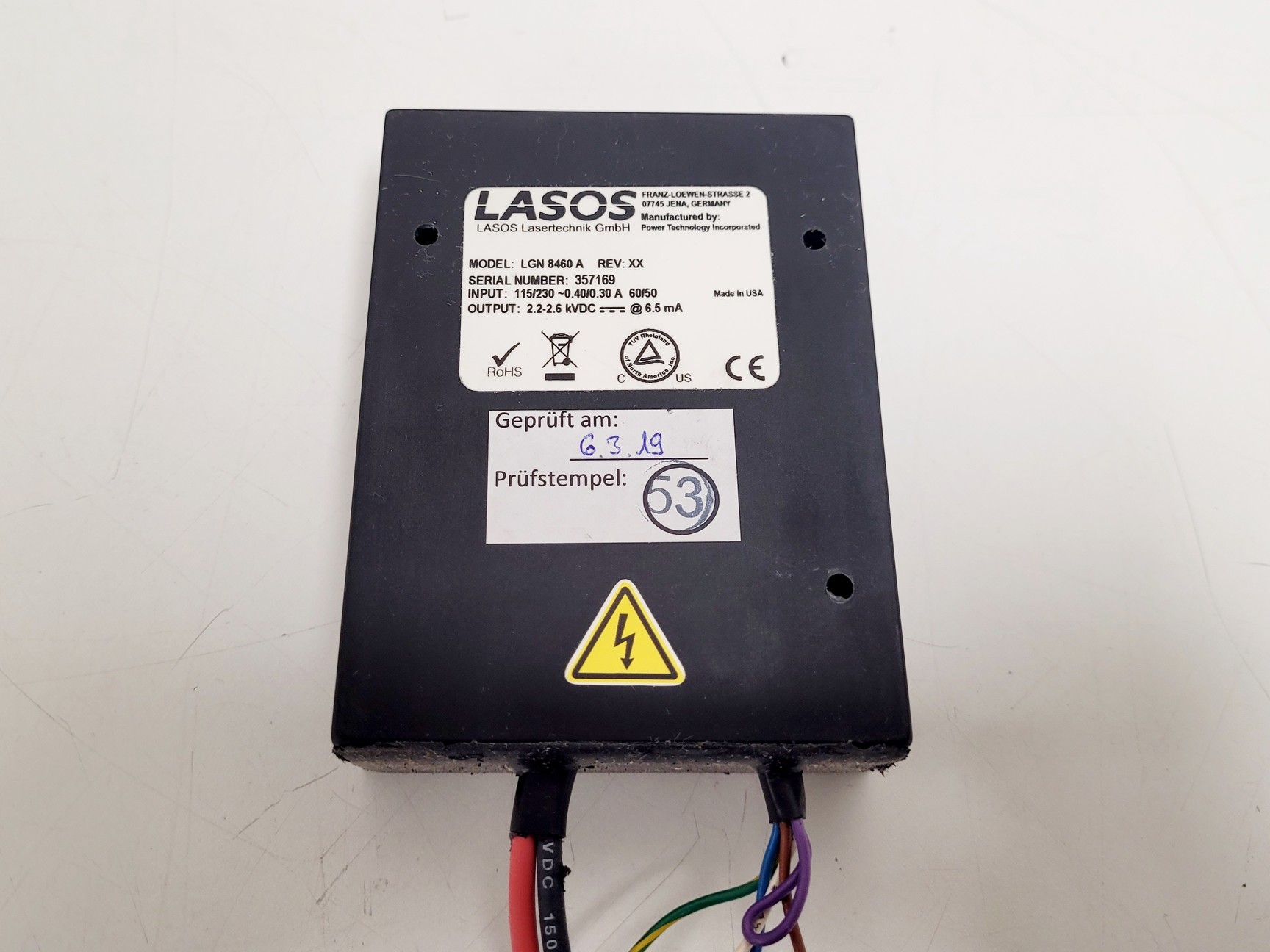 Image of Lasos LGK7628-1 Class 3B Laser w/ LGN 8460 A Lab
