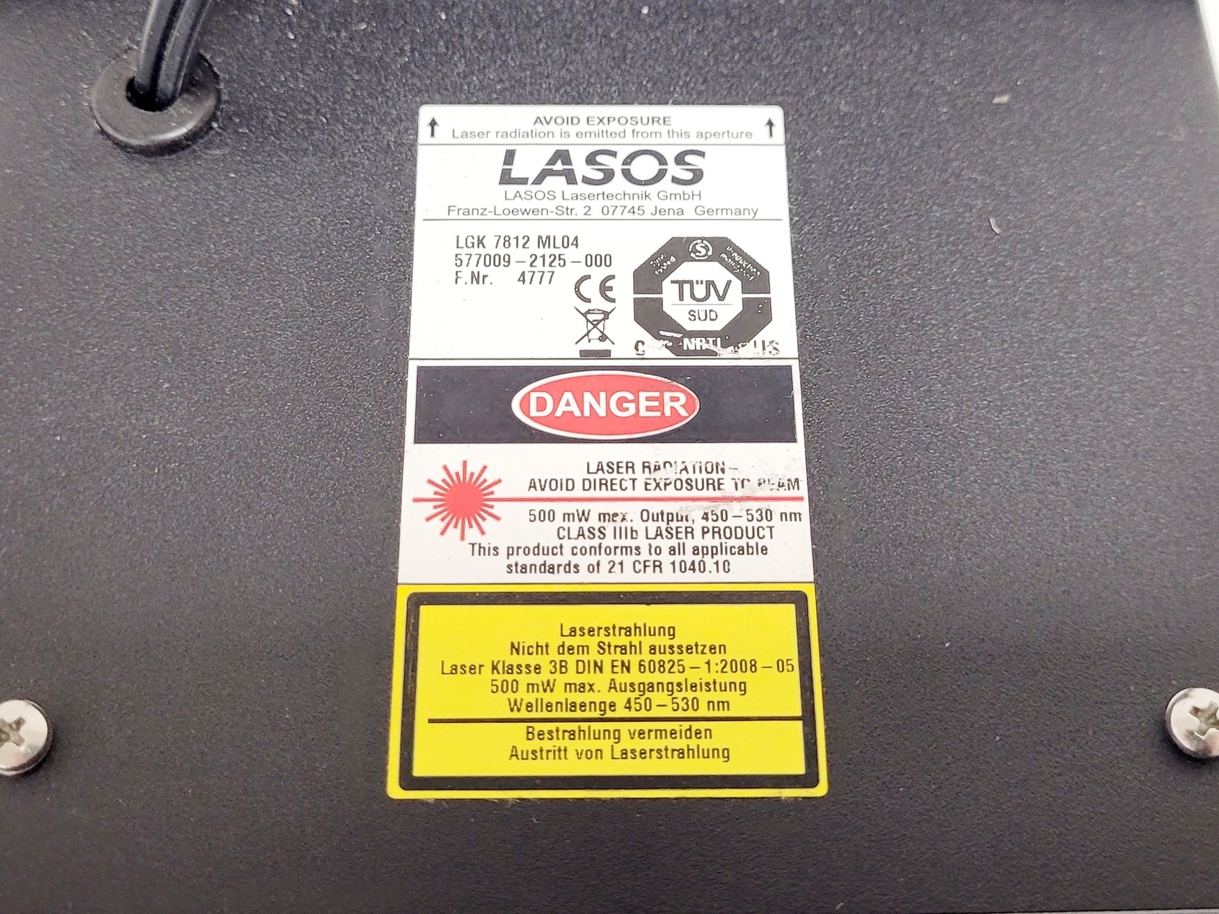 Image of Lasos LKG7812 ML04 Class 3B Laser w/ LGN 7812 Power Supply Lab