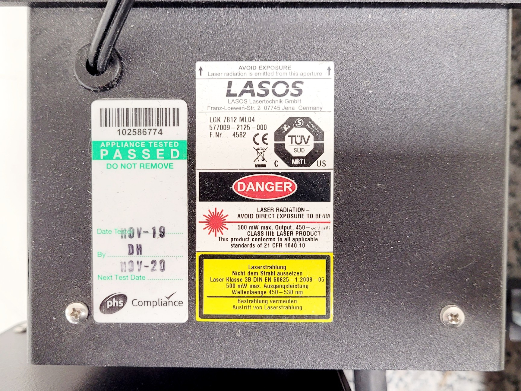 Image of Zeiss LSM 5 Exciter Laser Module 5mW 543nm, 5mW 633nm, 500mW 450nm Lab