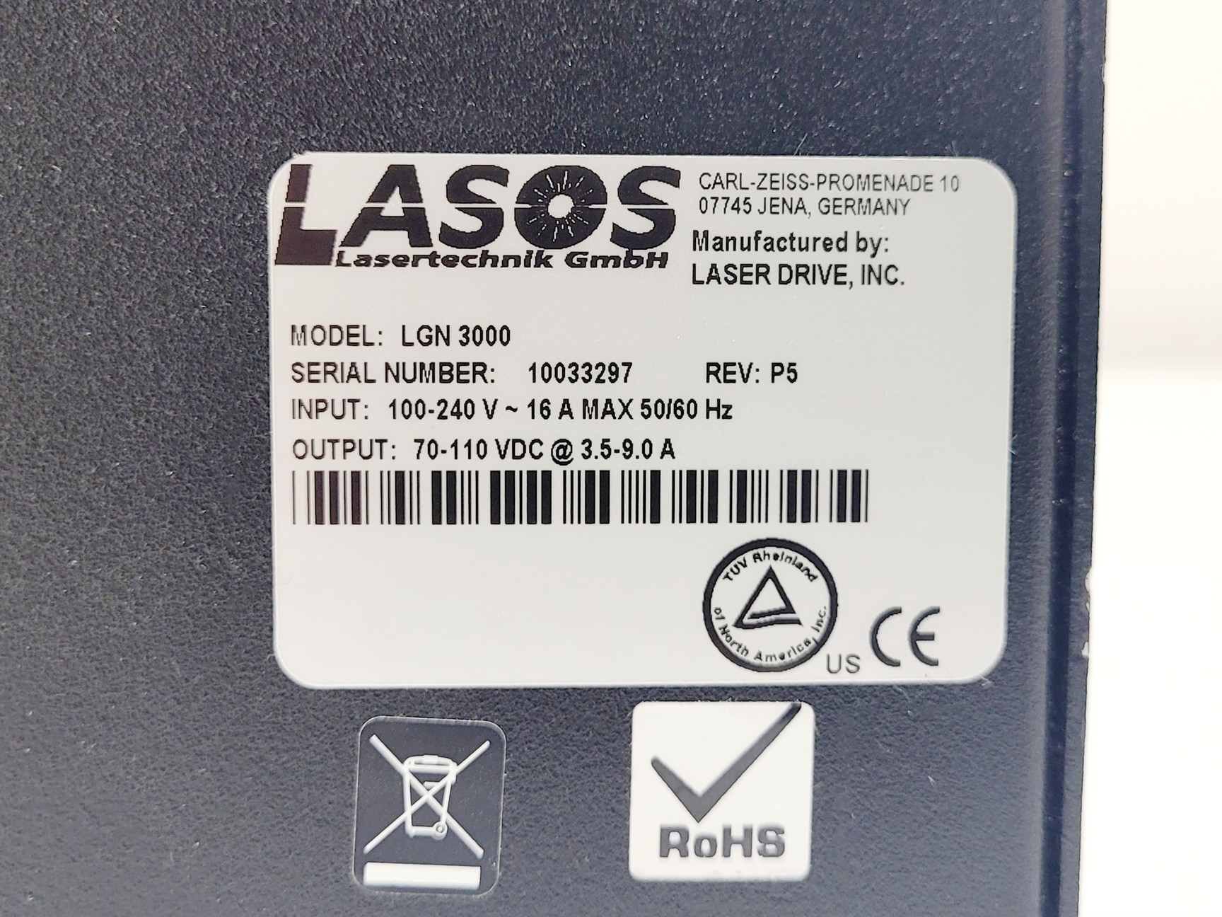 Image of Lasos LGN 3000 PSU Laser Power Supply Lab