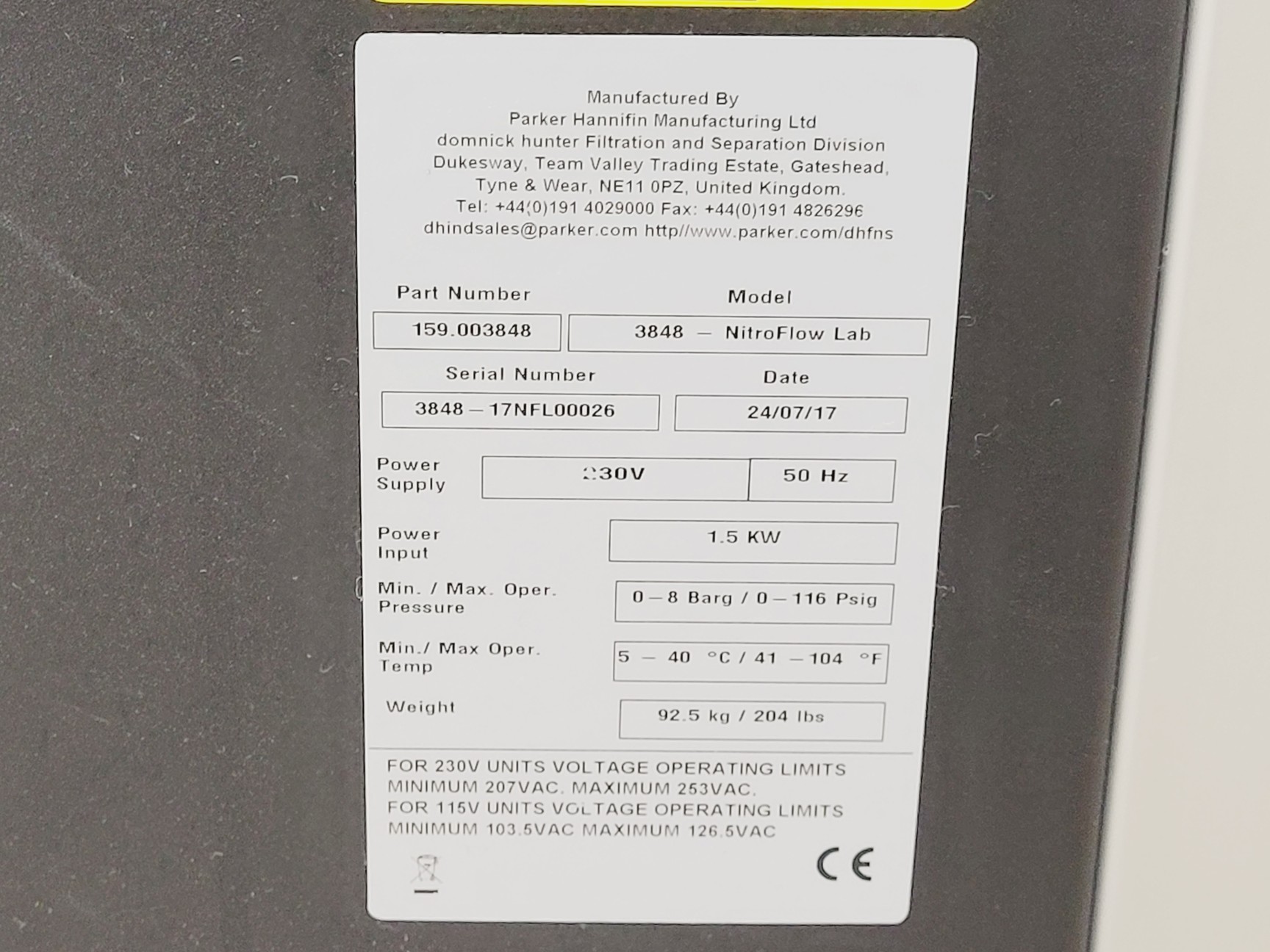 Image of Parker Balston 3848 NitroFlow Lab Nitrogen Generator (2017) Lab