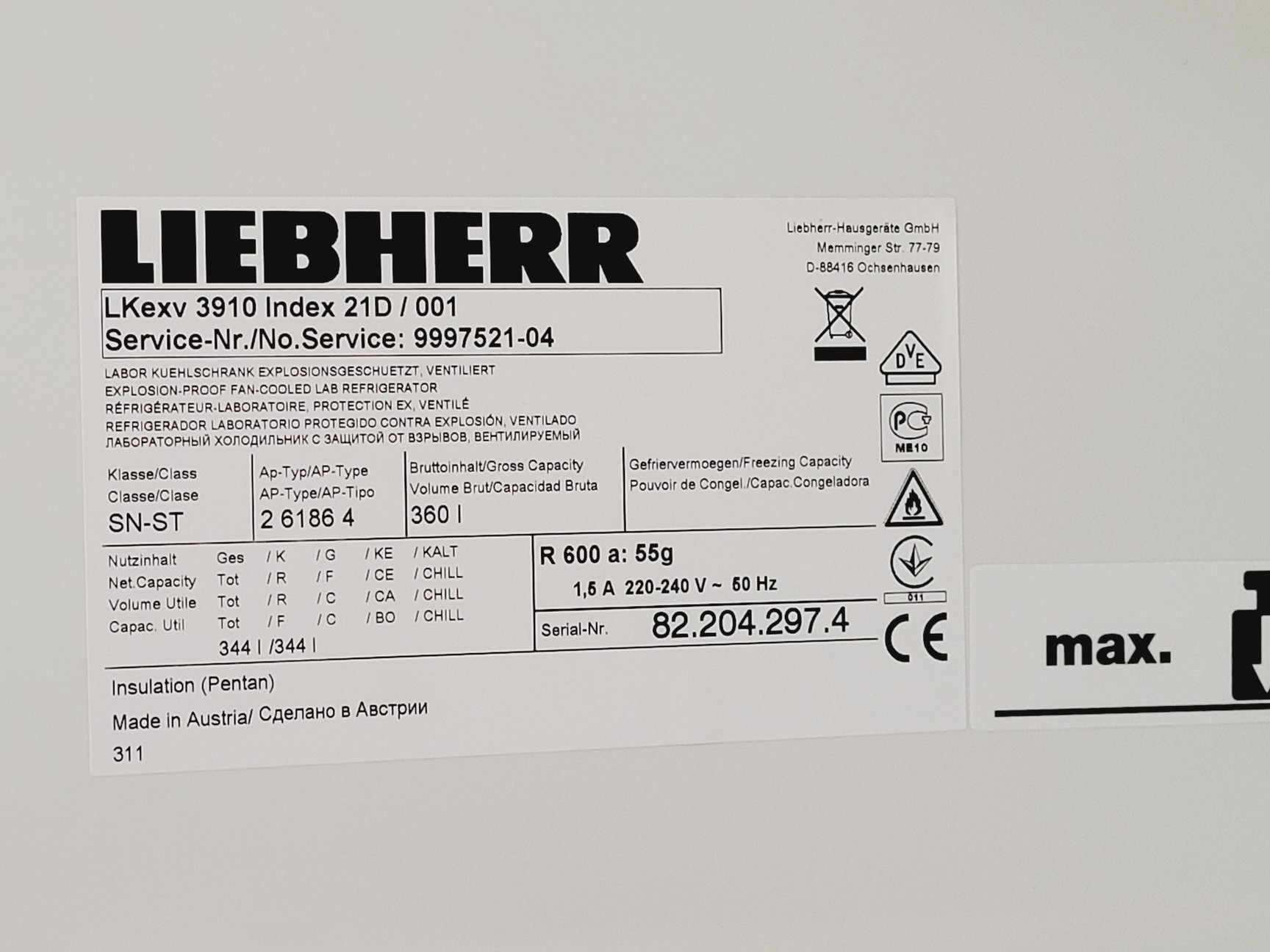 Image of Liebherr Mediline LKEXV 3910 Laboratory Refrigerator