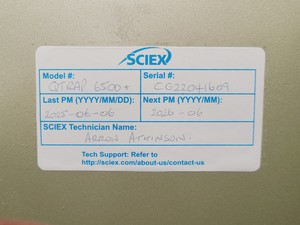 Thumbnail image of Sciex QTRAP 6500+ LC-MS System w/ PEAK MS Table-1B Mass Spectrometry Lab
