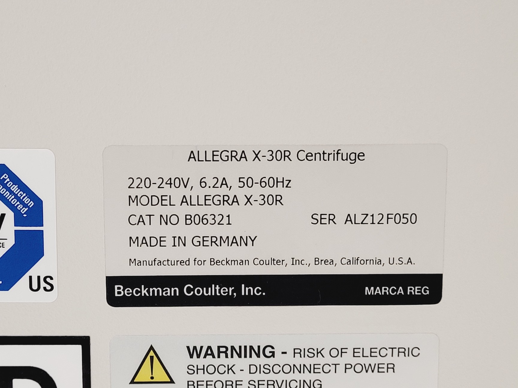 Image of Beckman Coulter Allegra X-30R Centrifuge