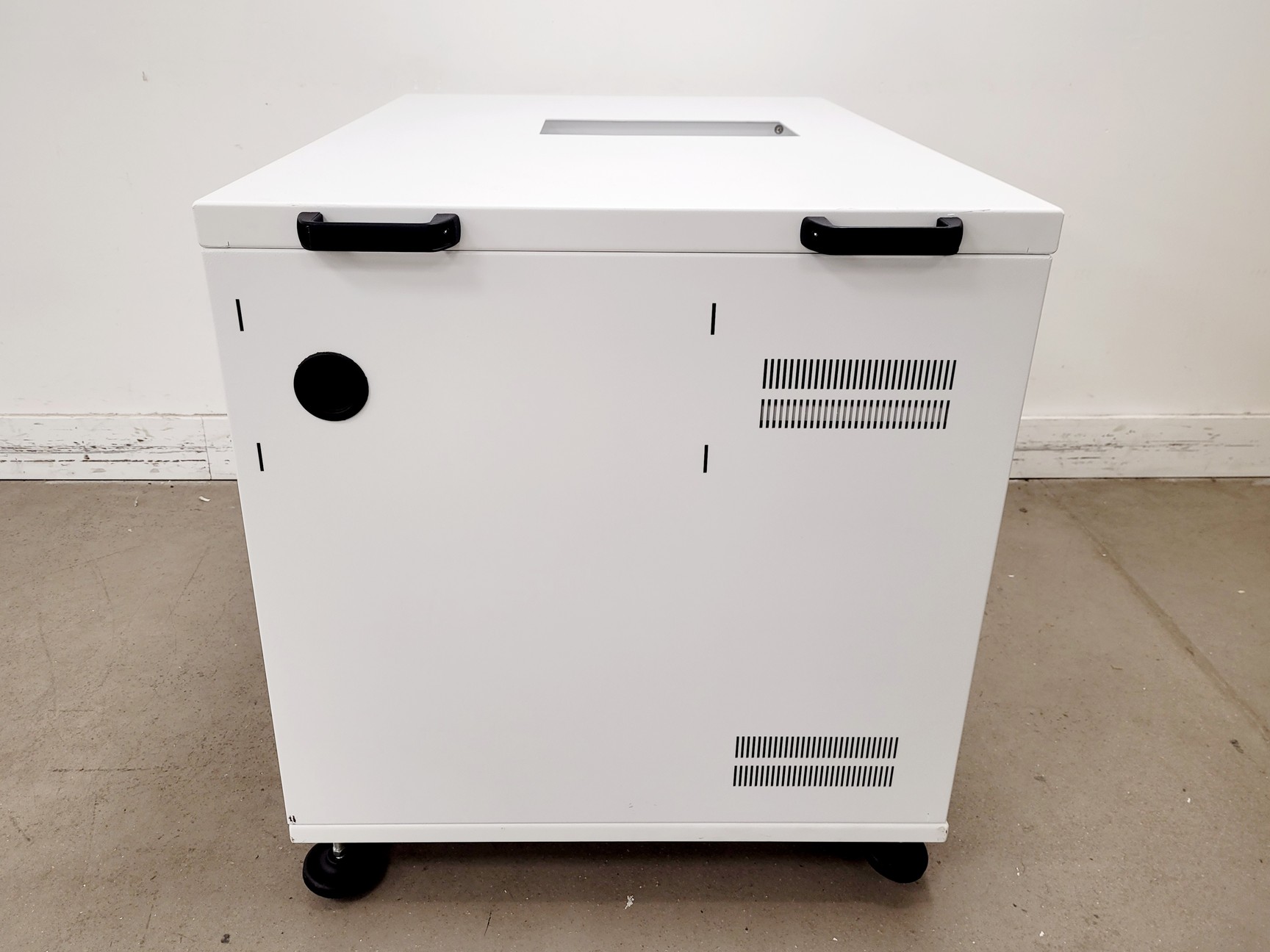 Image of White Metal Laboratory Cupboard/Cabinet on Wheels