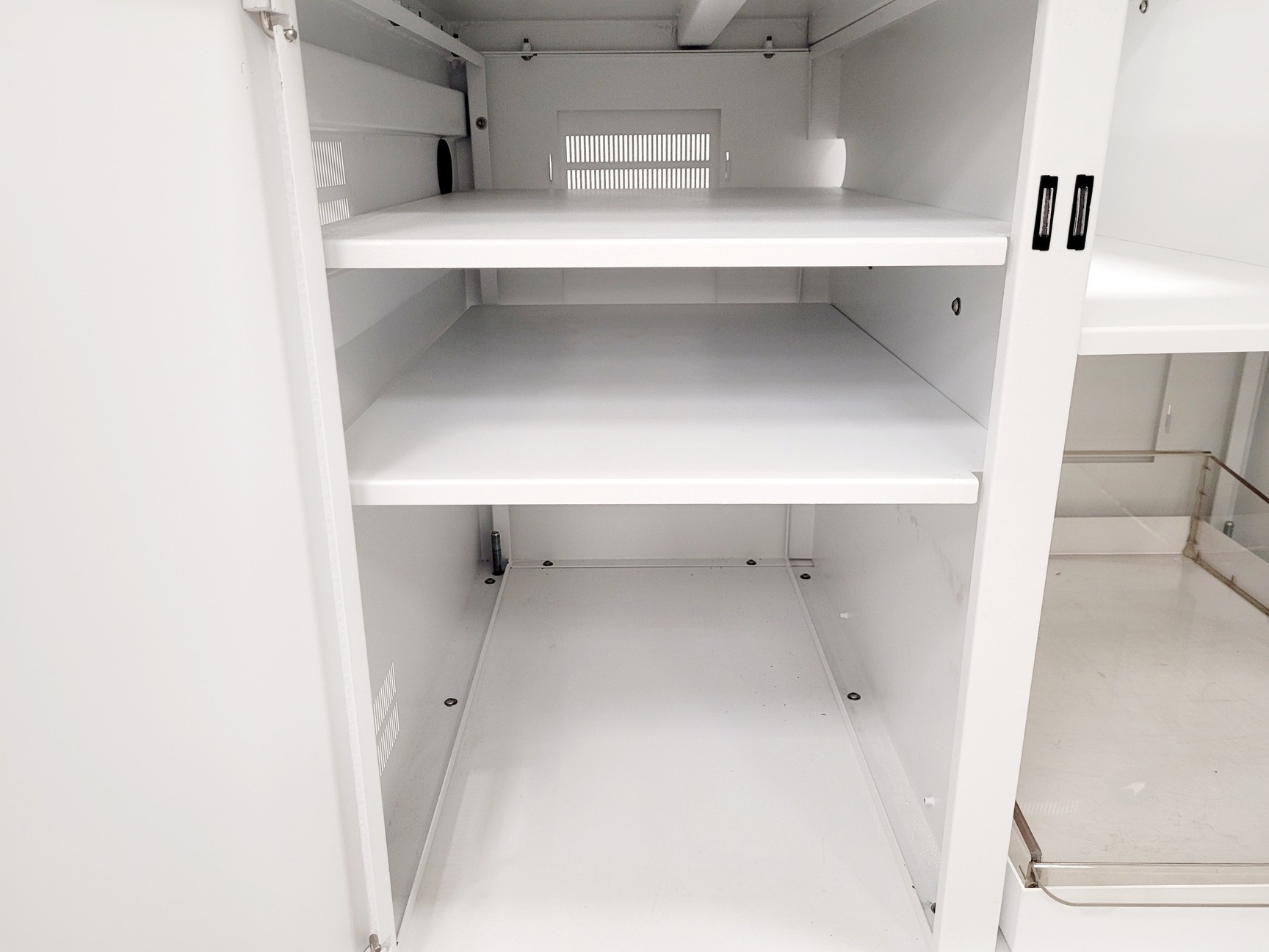 Image of White Metal Laboratory Cupboard/Cabinet on Wheels