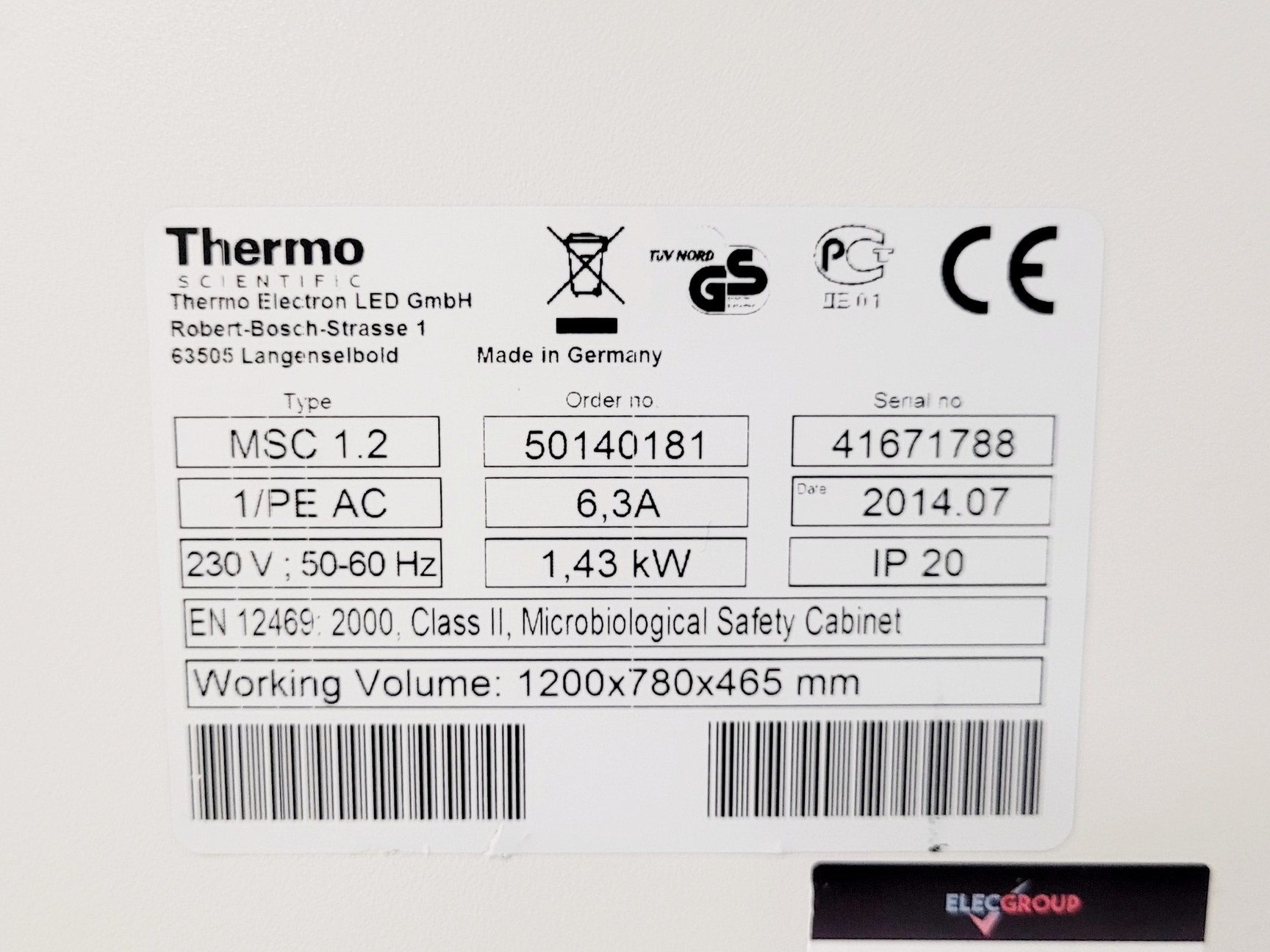 Image of Thermo Scientific MSC-Advantage MSC 1.2 Class 2 Microbiological Safety Cabinet