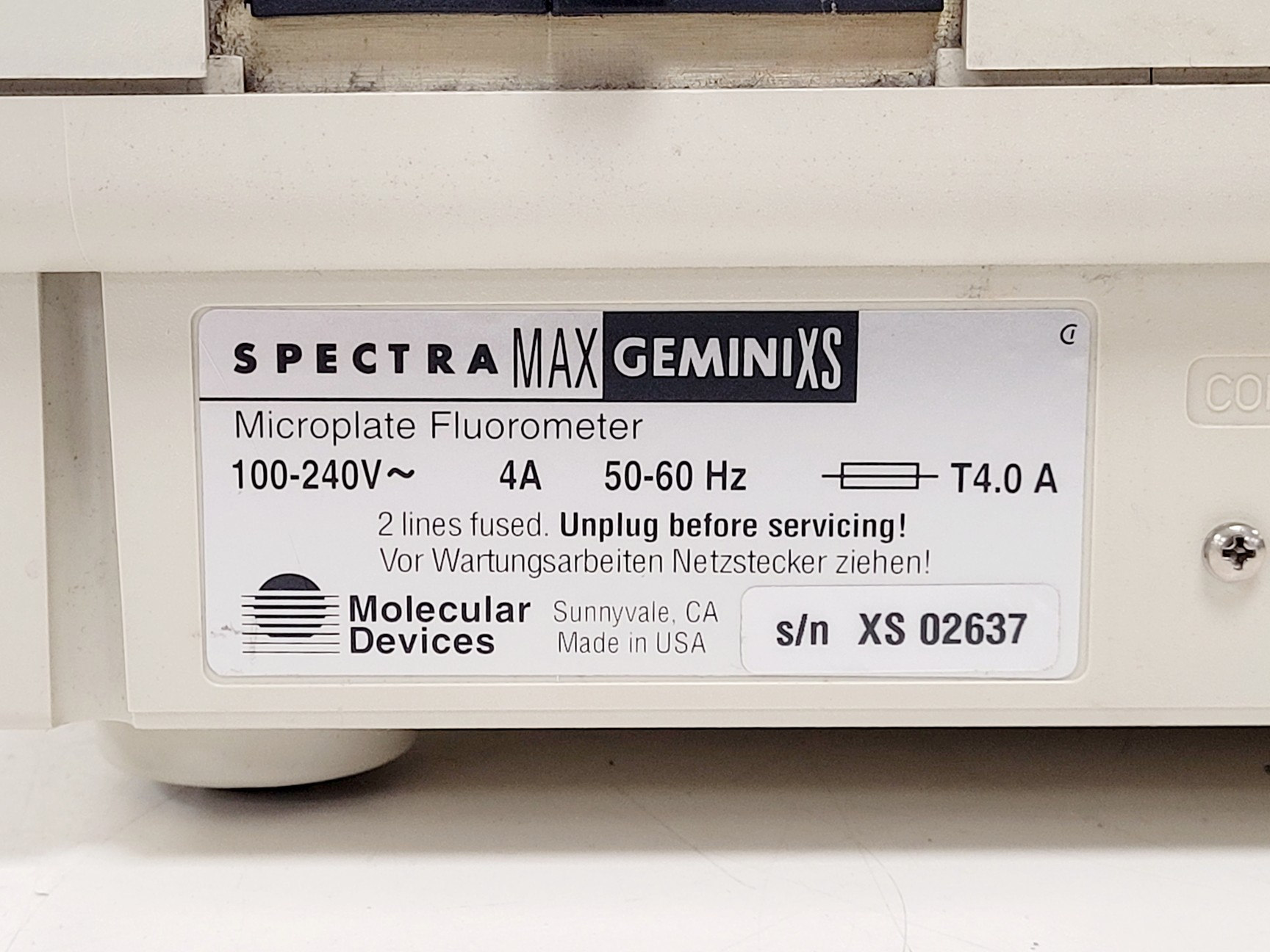 Image of Molecular Devices Spectra Max Gemini XS Microplate Reader