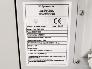 Thumbnail image of 3D Systems ProX 100 Metal Laser Sintering System with Ancillary Equipmen