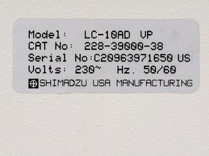 Thumbnail image of Shimadzu HPLC System w/ LC-10AD Pump, SPD-10A UV Detector, CTO-10AC Oven & DGU-1