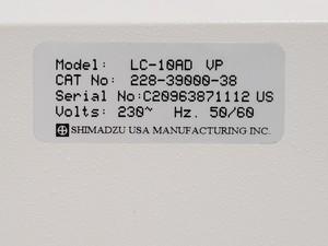 Thumbnail image of Shimadzu HPLC System w/ LC-10AD Pump, SPD-10A UV Detector, CTO-10AC Oven & DGU-1