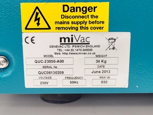 Thumbnail image of GeneVac miVac Quattro Concentrator & Pump System QUC, MST, DUP Lab
