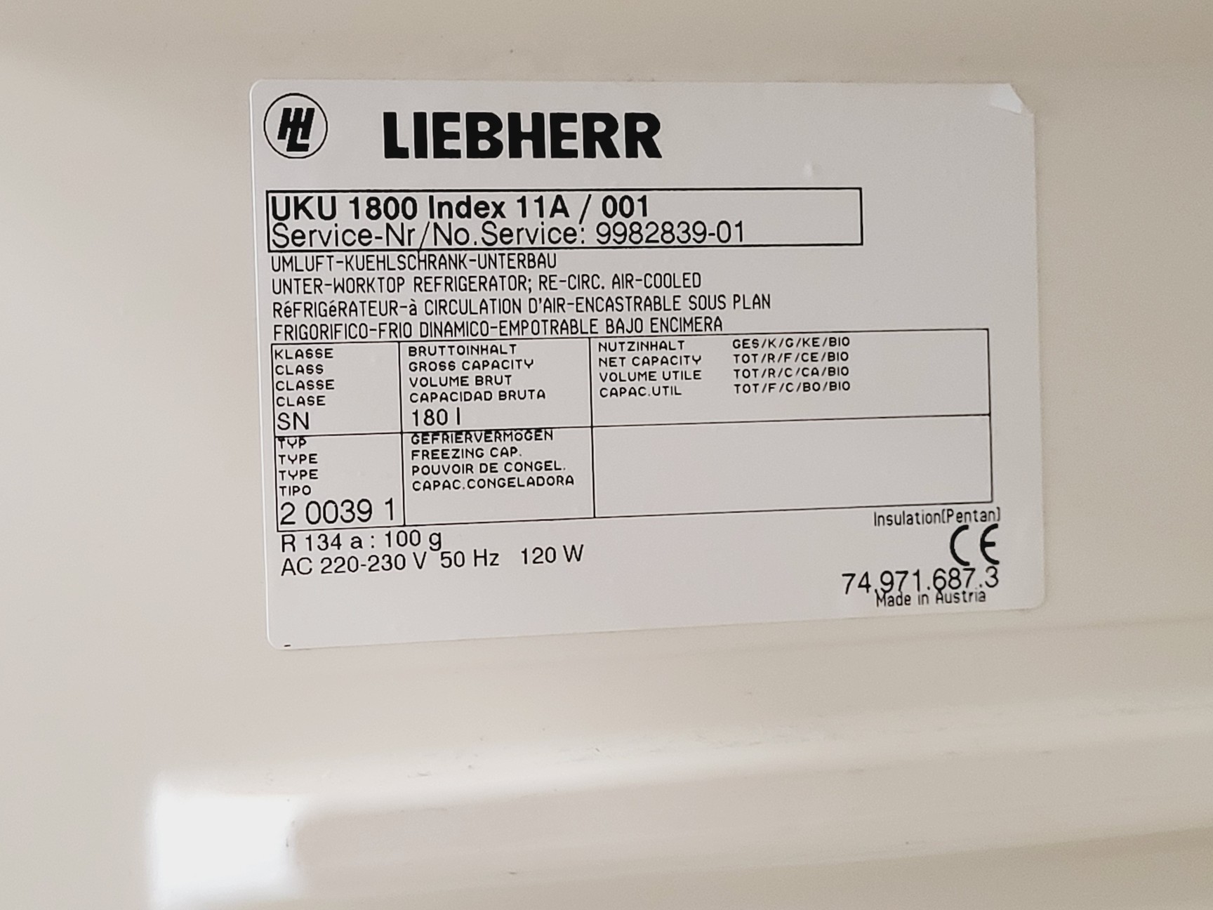 Image of Liebherr ProfiLine UKU 1800 Fridge