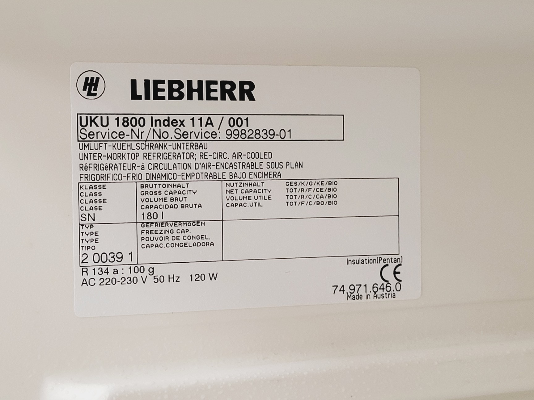 Image of Liebherr ProfiLine UKU 1800 Fridge