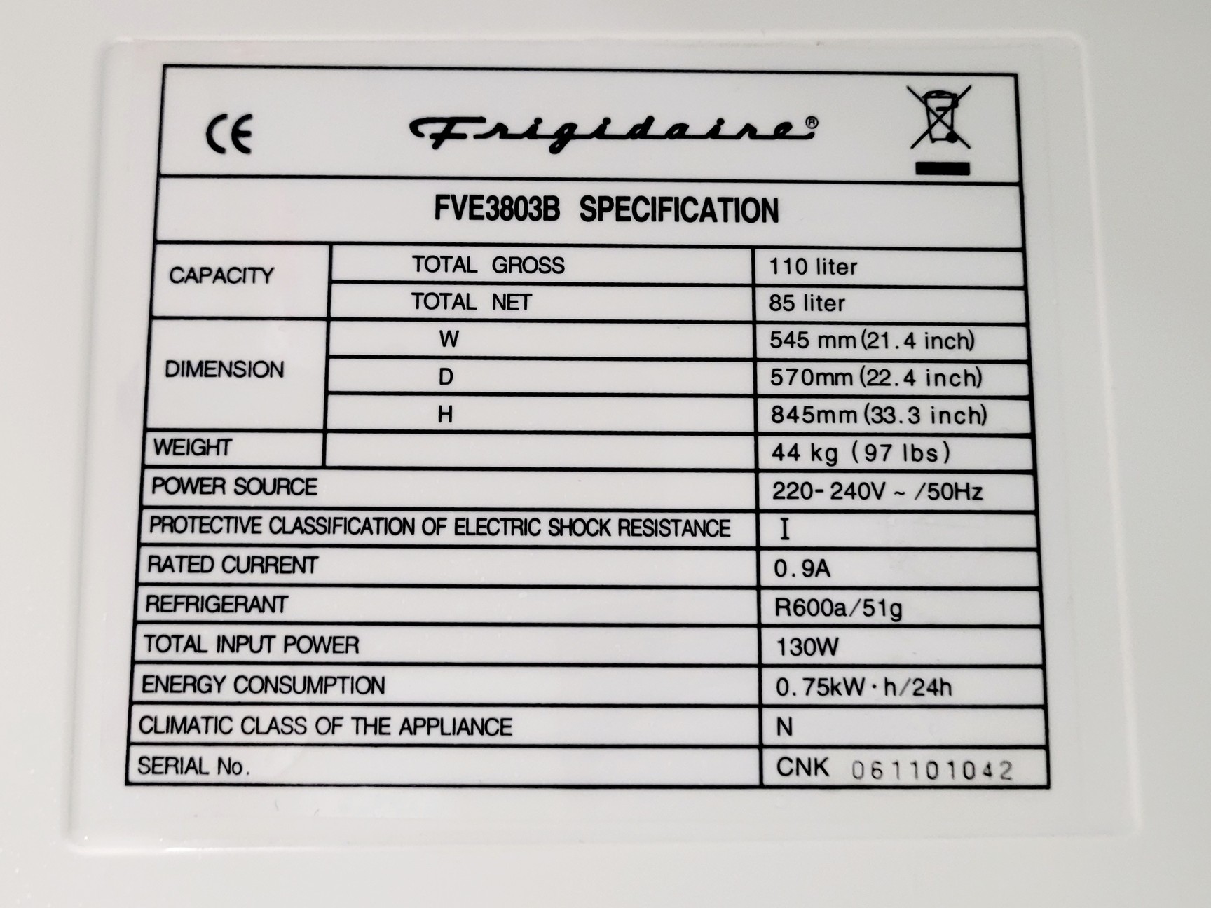 Image of Frigidaire FVE3803B Laboratory Freezer