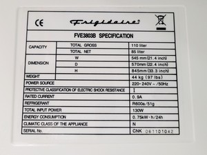 Thumbnail image of Frigidaire FVE3803B Laboratory Freezer