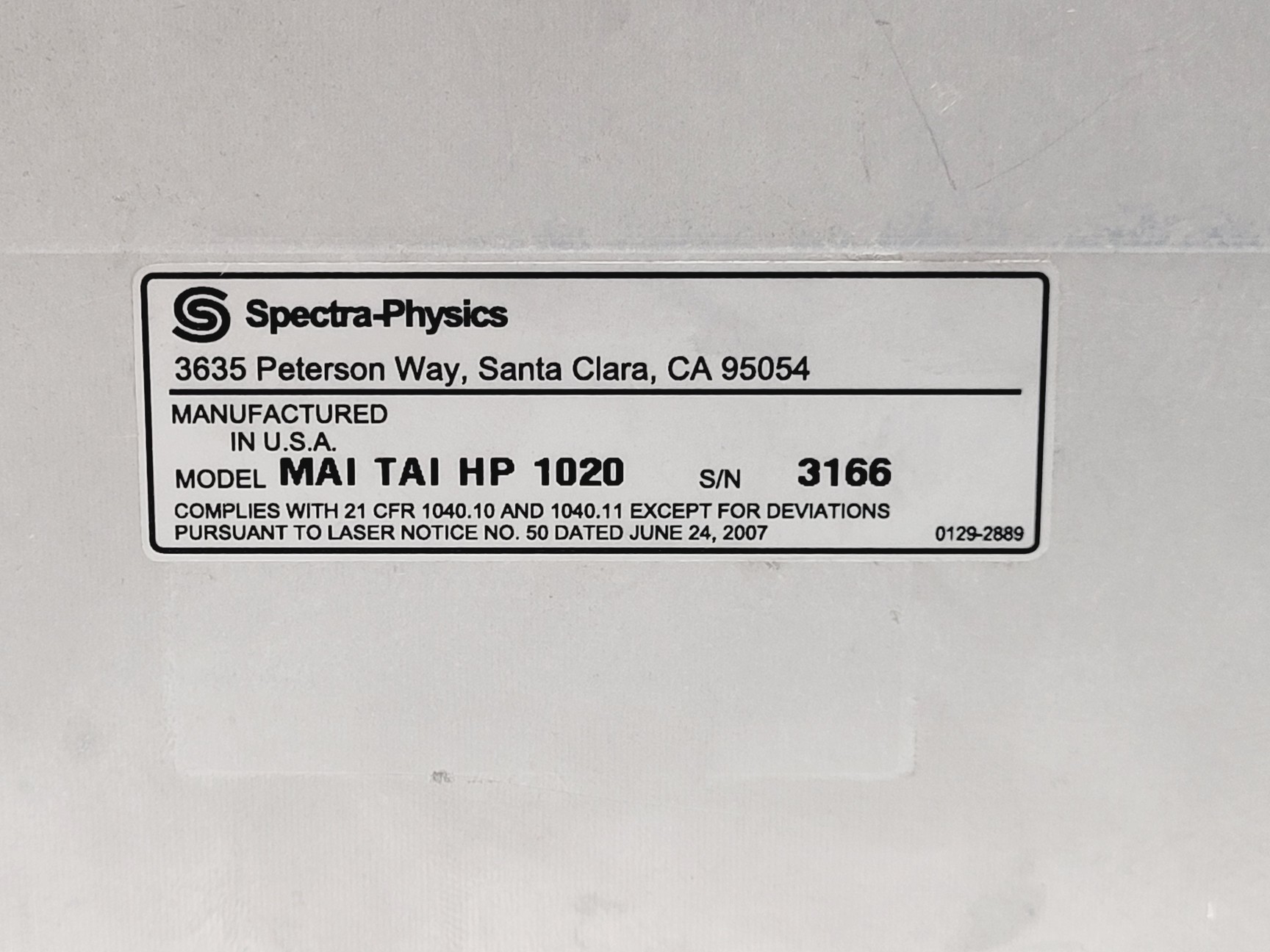 Image of Spectra-Physics MAI-TAI HP 1020 Laser System w/ Chiller & Power Supply